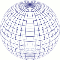 An animated wireframe sphere rotates continuously.