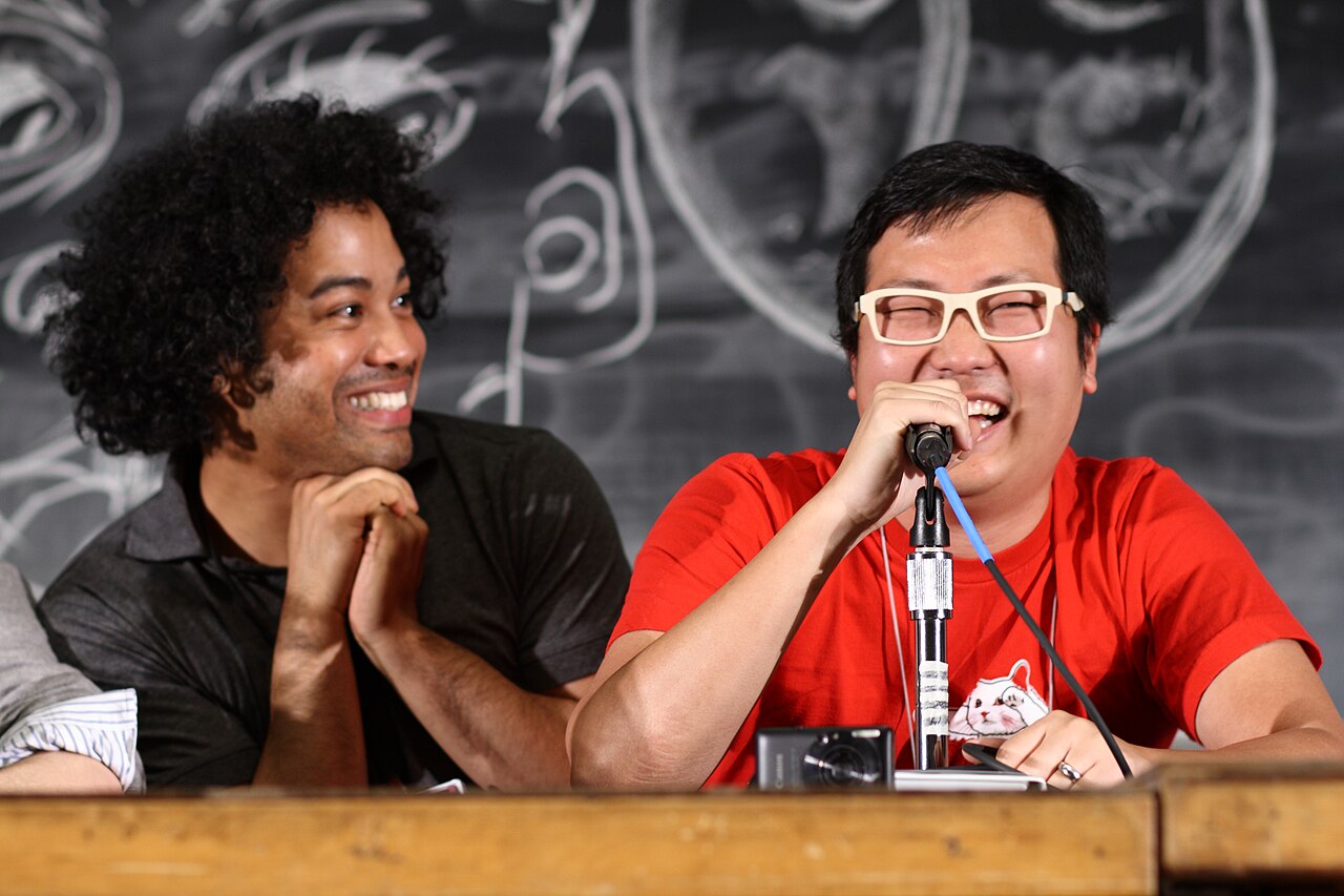 Ben Huh and Kenyatta Cheese photographed at ROFLCon II in 2010.