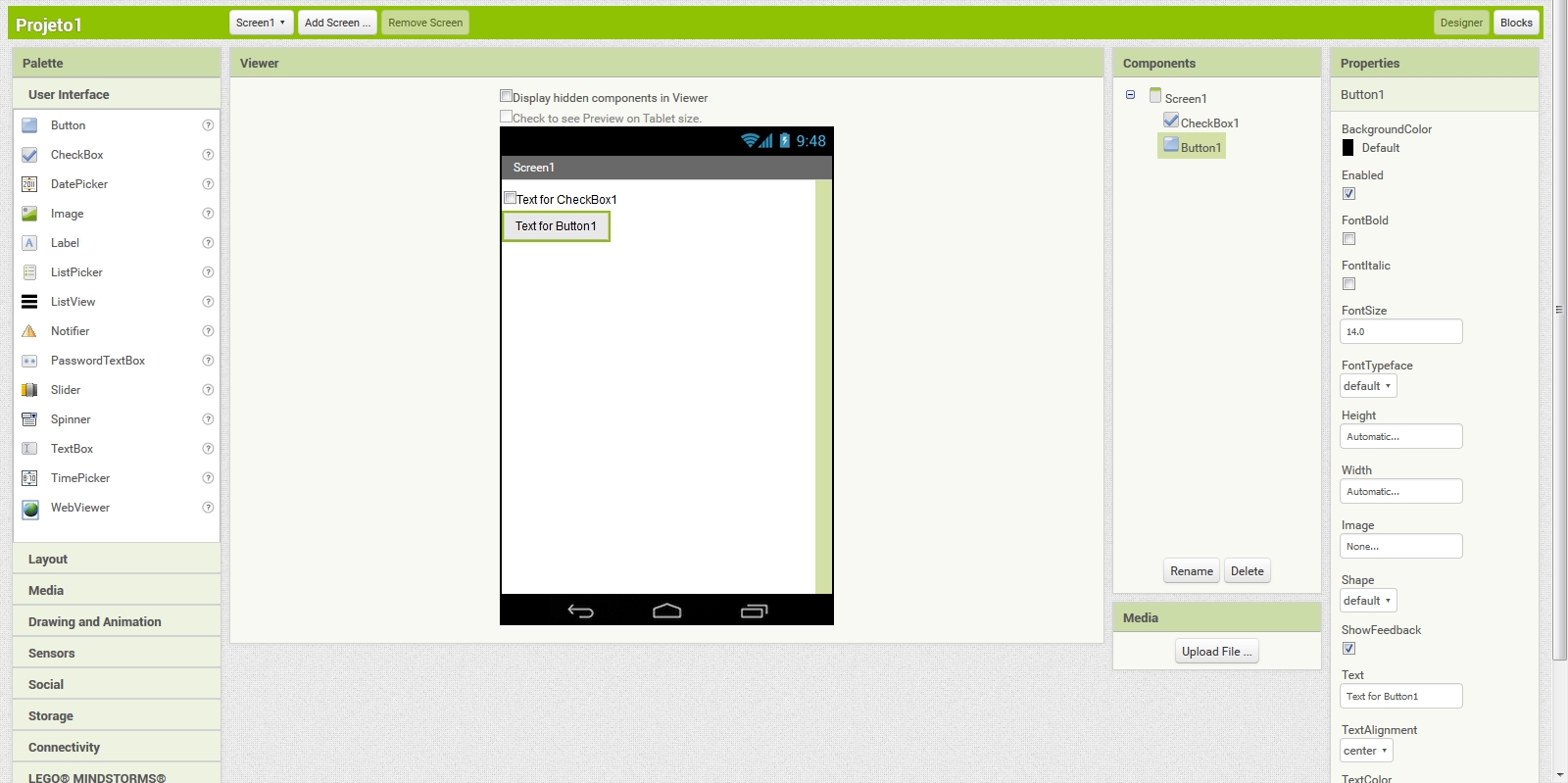 App Inventor 2 interface recorded in December 2015, showing a phone preview and component properties.